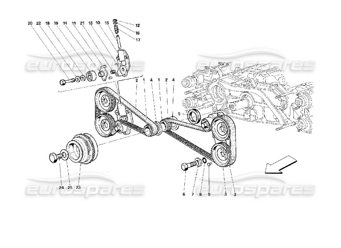 ferrari 512 tr sistema di cronometraggio - diagramma delle parti dei controlli