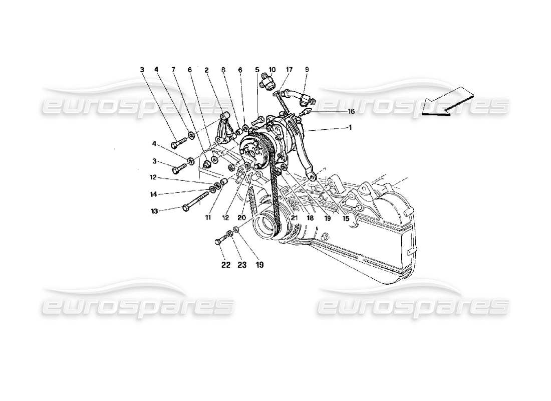 ferrari 512 tr diagramma delle parti del compressore dell'aria condizionata