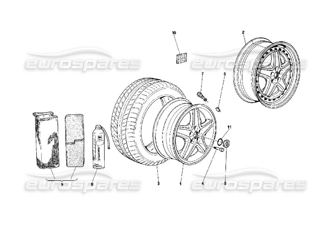 ferrari 512 tr ruote diagramma delle parti