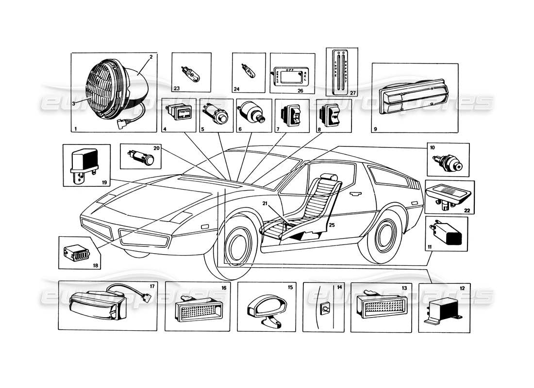 maserati bora (usa variants) luci e articoli vari diagramma delle parti