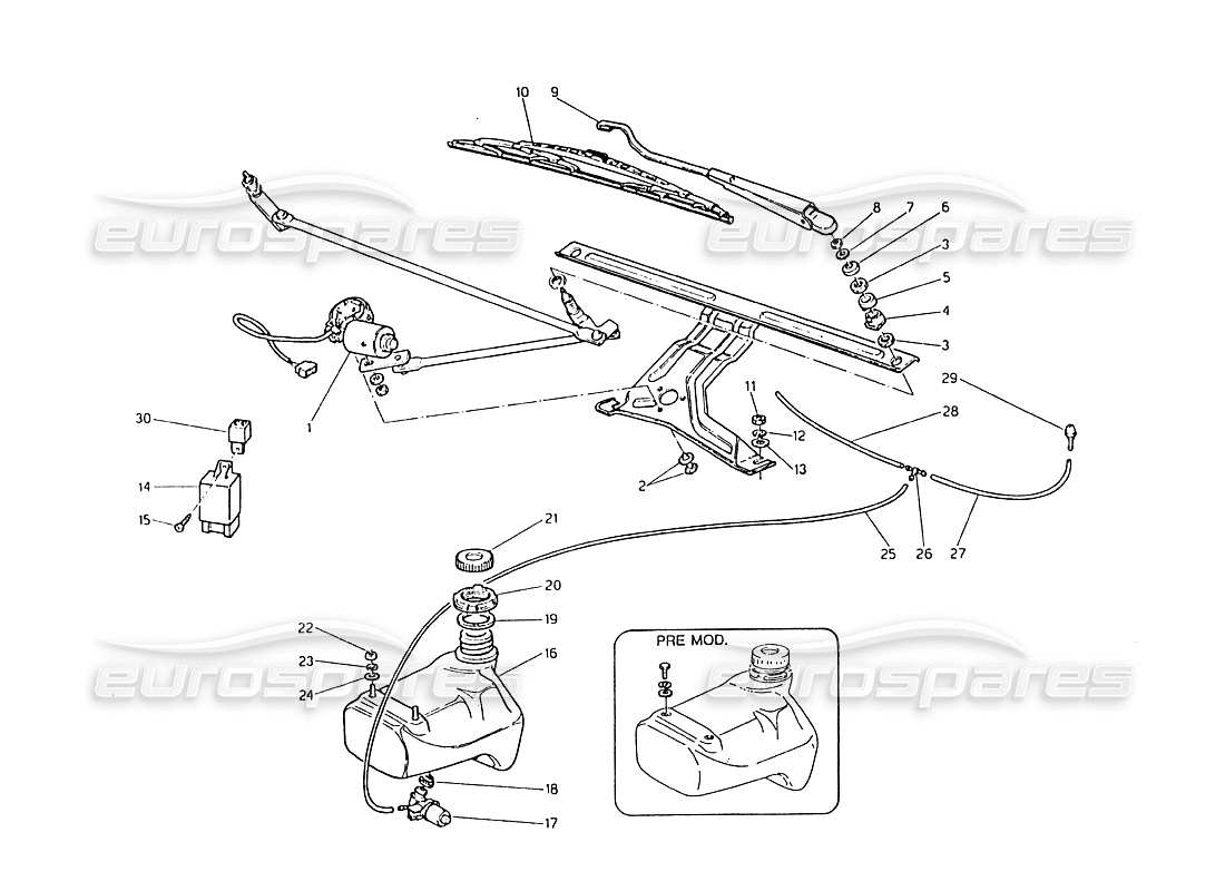 maserati biturbo 2.5 (1984) tergicristallo - schema delle parti rondella