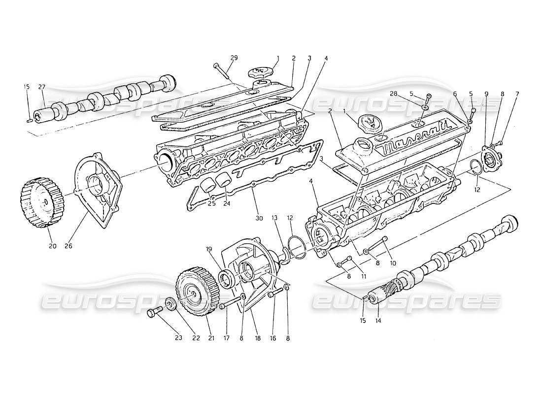 maserati biturbo 2.5 (1984) diagramma delle parti di temporizzazione