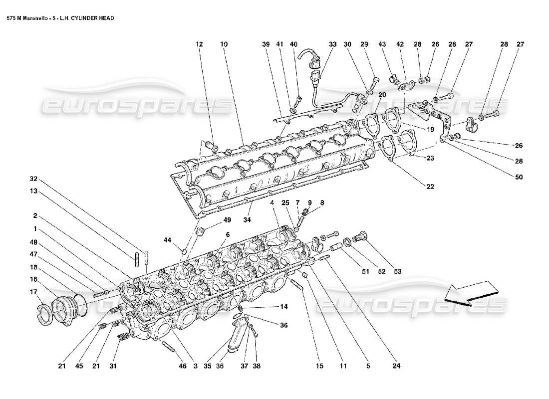 ferrari 575m maranello diagramma delle parti della testata del cilindro sinistra