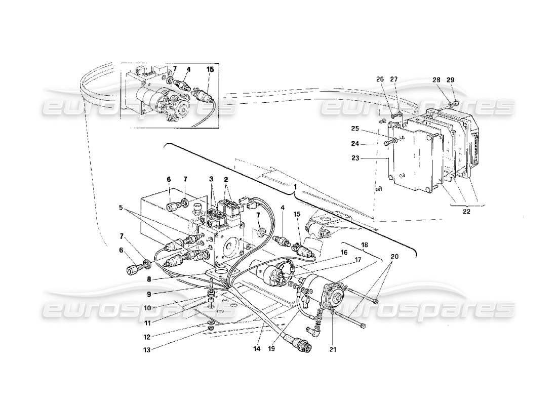 ferrari f40 sistemi di sollevamento -unità- schema delle parti