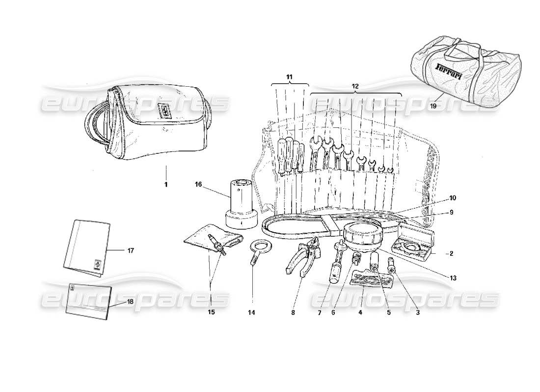 ferrari f40 diagramma delle parti dell'attrezzatura