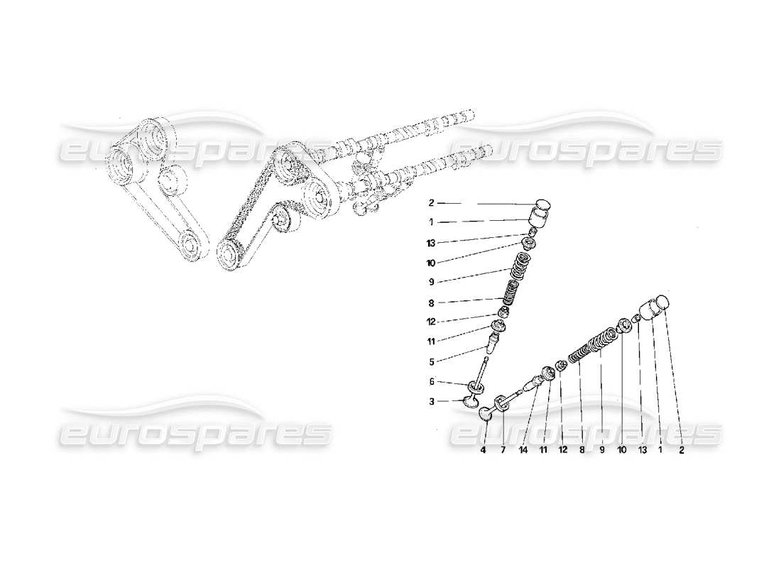 ferrari f40 distribuzione: diagramma delle parti delle punterie