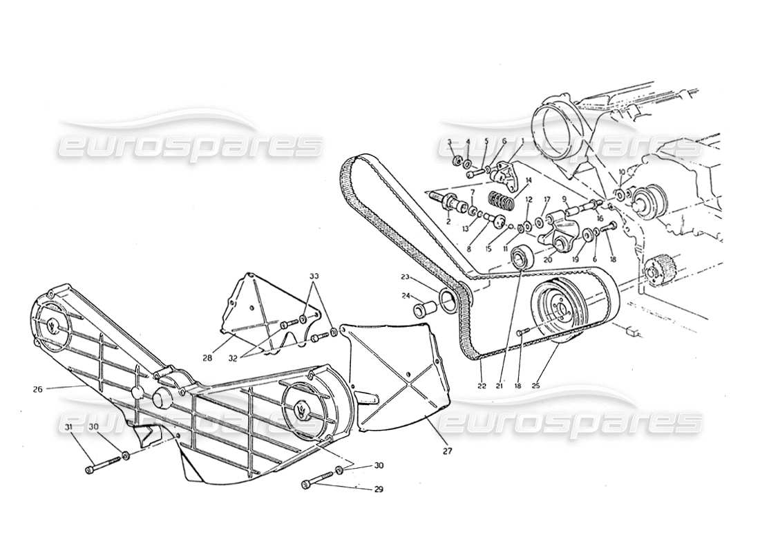 maserati biturbo 2.5 (1984) diagramma delle parti del controllo del tempo