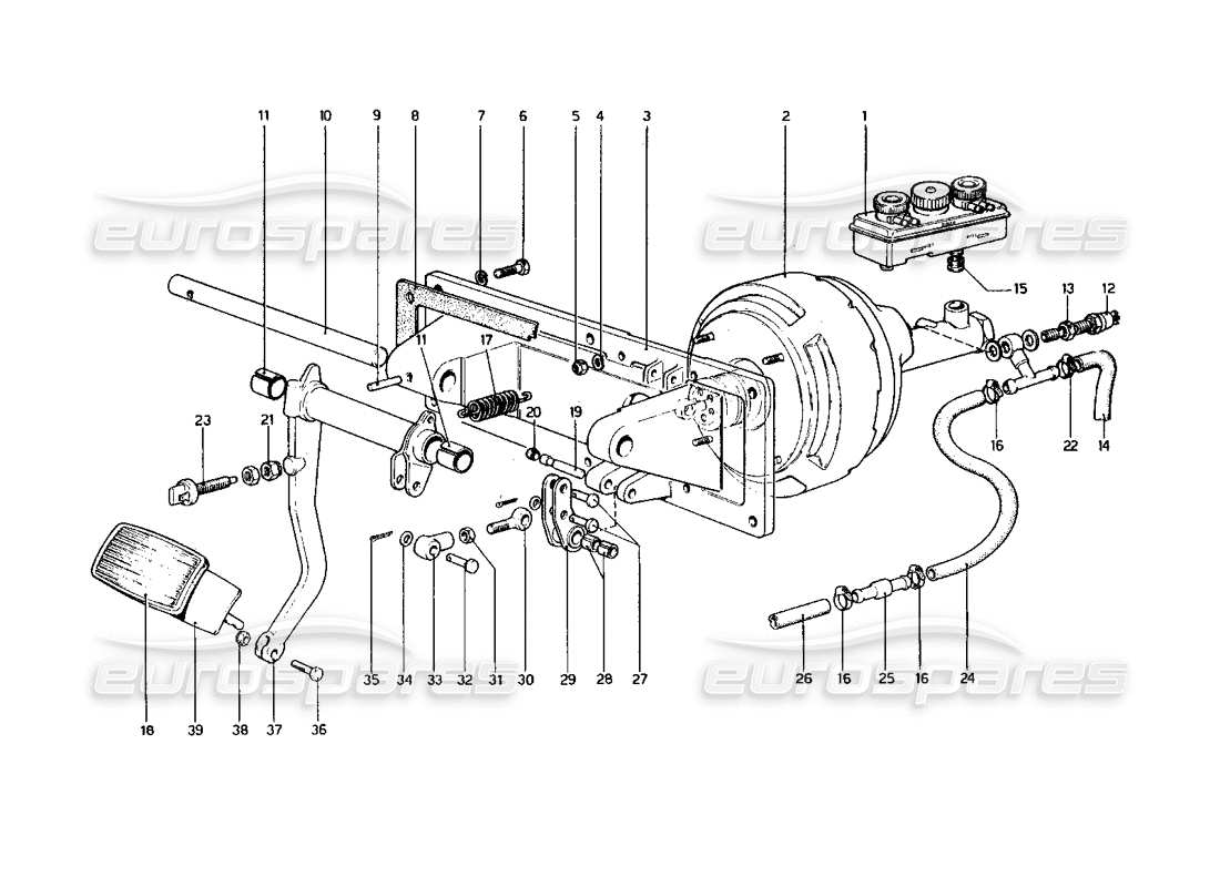 ferrari 400 gt (mechanical) schema delle parti freni azionamento idraulico (400 automatico - varianti per versione con guida a destra).
