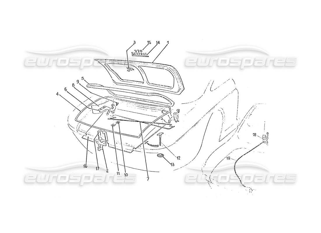 ferrari 330 gtc / 365 gtc (coachwork) boot part diagram