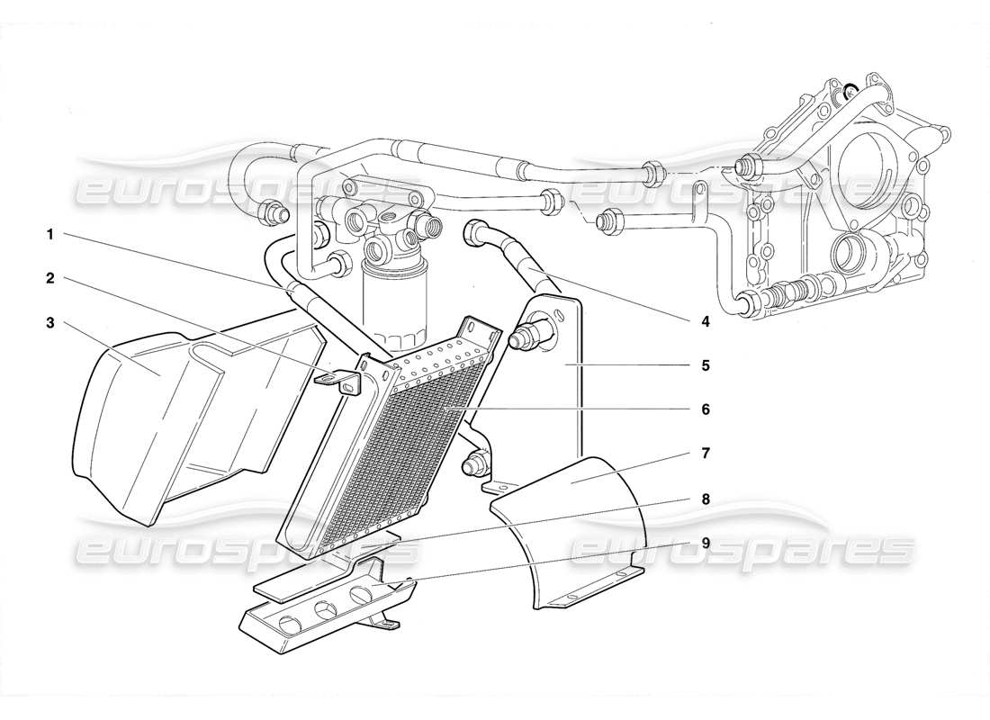 lamborghini diablo vt (1994) diagramma delle parti dell'impianto dell'olio motore (valido per la versione usa - aprile 1994).