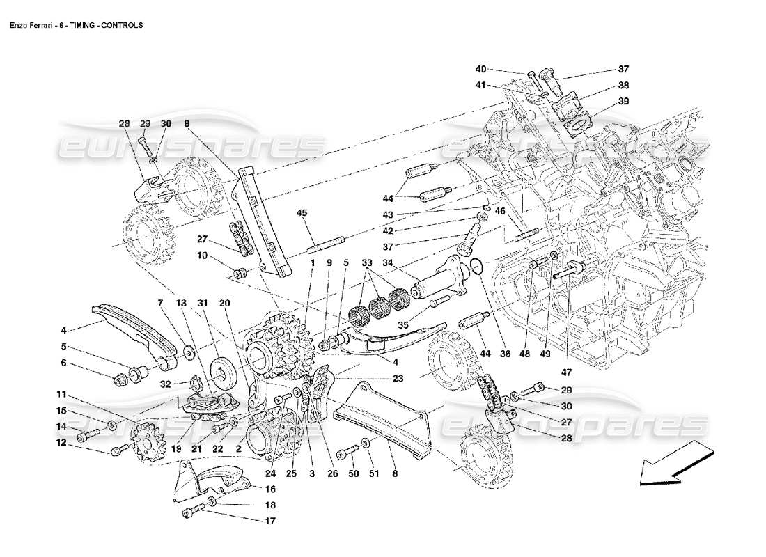 ferrari enzo diagramma delle parti dei controlli di temporizzazione