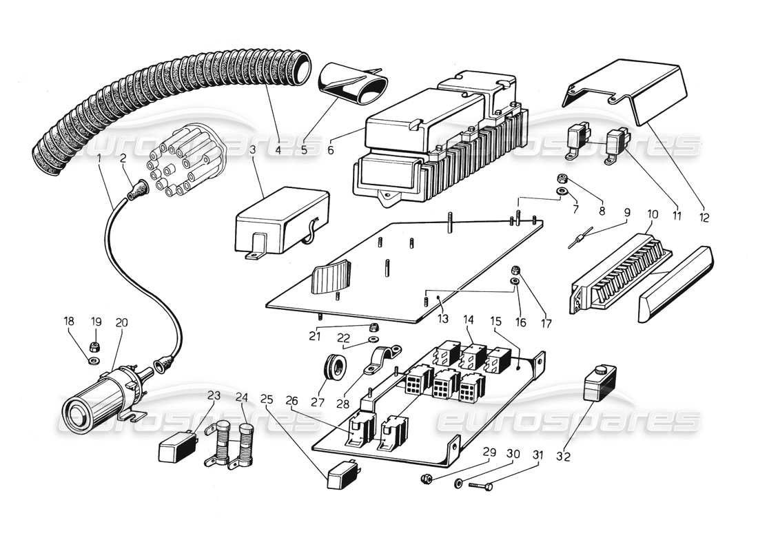 lamborghini countach 5000 qv (1985) schema delle parti dell'impianto elettrico