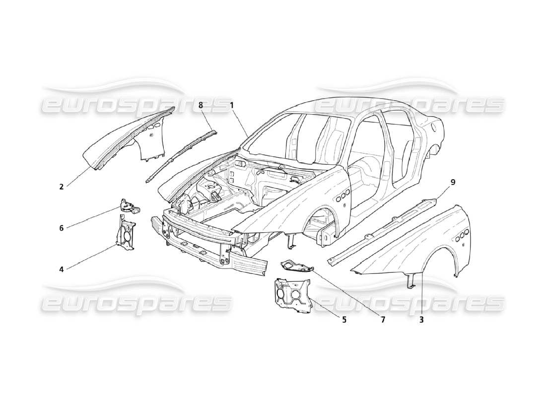 maserati qtp. (2006) 4.2 strutture esterne anteriori e diagramma della parte del corpo