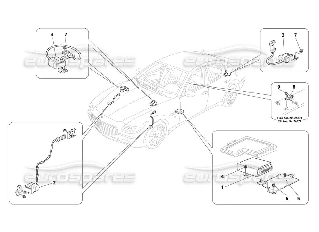 maserati qtp. (2006) 4.2 controlli elettronici (sospensioni) diagramma delle parti