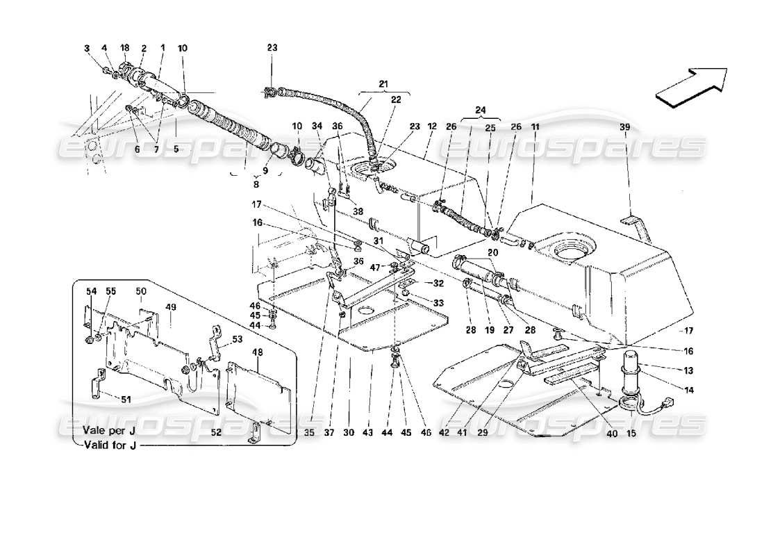 ferrari 512 tr serbatoi di carburante diagramma delle parti