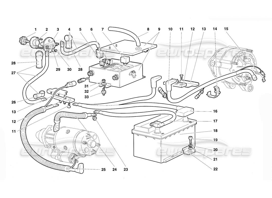 lamborghini diablo vt (1994) schema delle parti dell'impianto elettrico