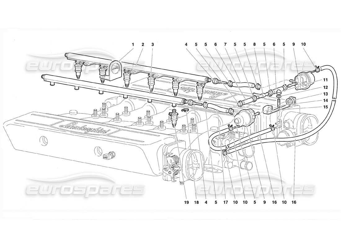 lamborghini diablo vt (1994) sistema di alimentazione carburante diagramma delle parti