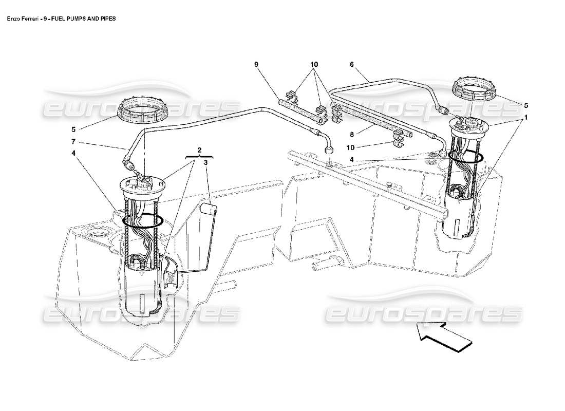 ferrari enzo diagramma delle parti delle pompe e dei tubi del carburante