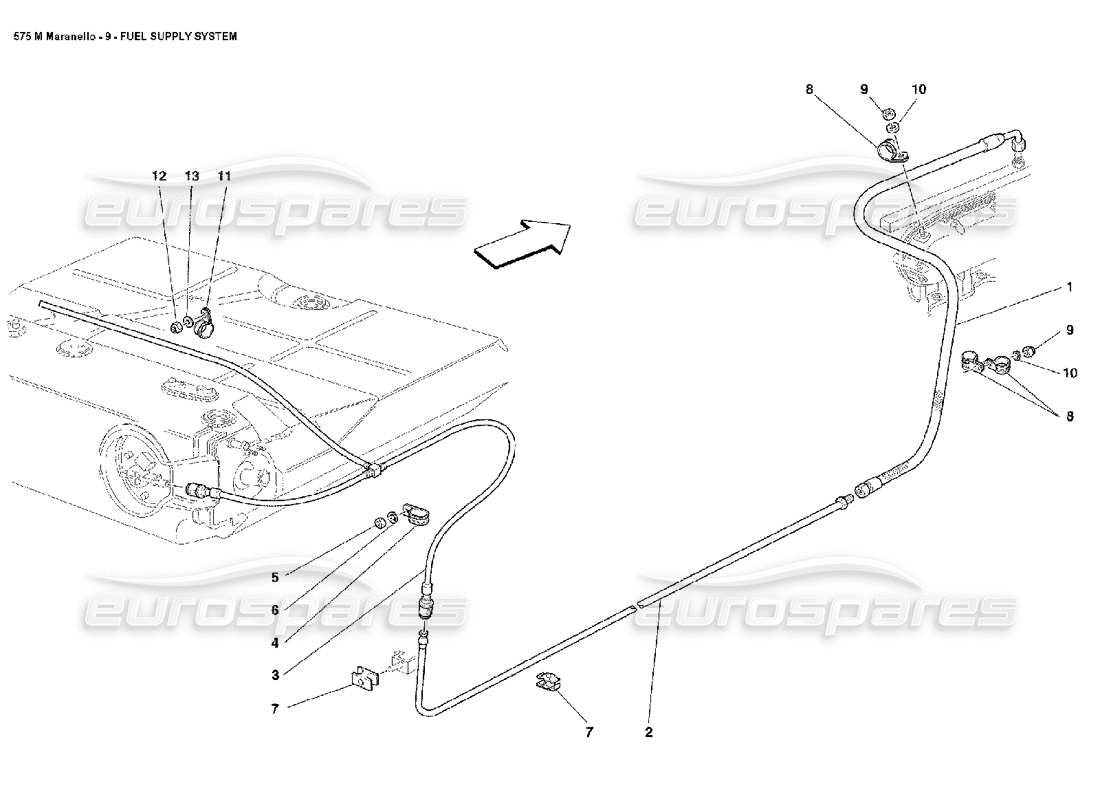 ferrari 575m maranello diagramma delle parti del sistema di alimentazione del carburante