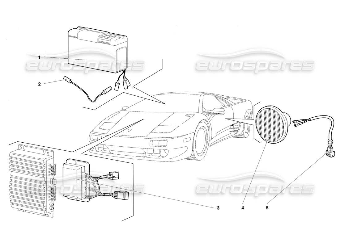 lamborghini diablo vt (1994) diagramma delle parti del set radio (valido per la versione usa - aprile 1994).