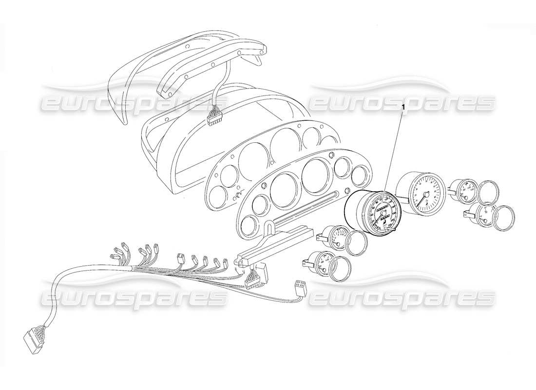 lamborghini diablo vt (1994) diagramma delle parti degli strumenti del cruscotto (valido per la versione usa - aprile 1994).