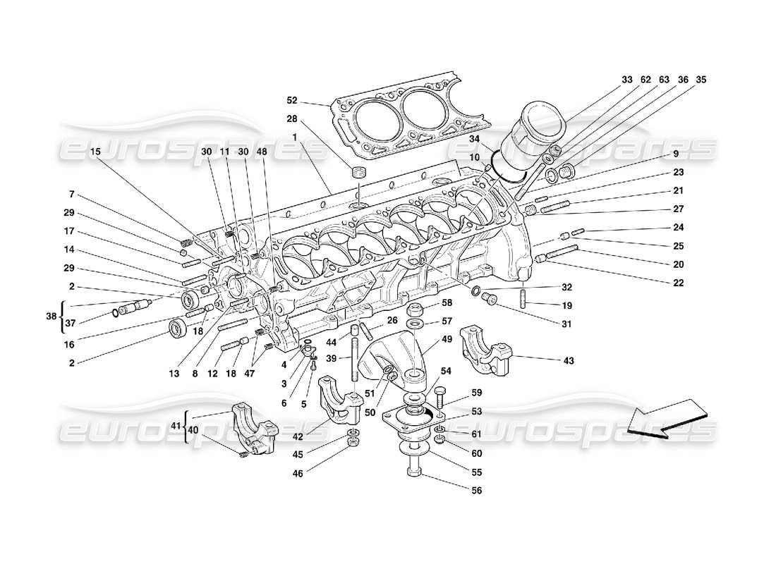 ferrari 456 gt/gta schema delle parti del basamento