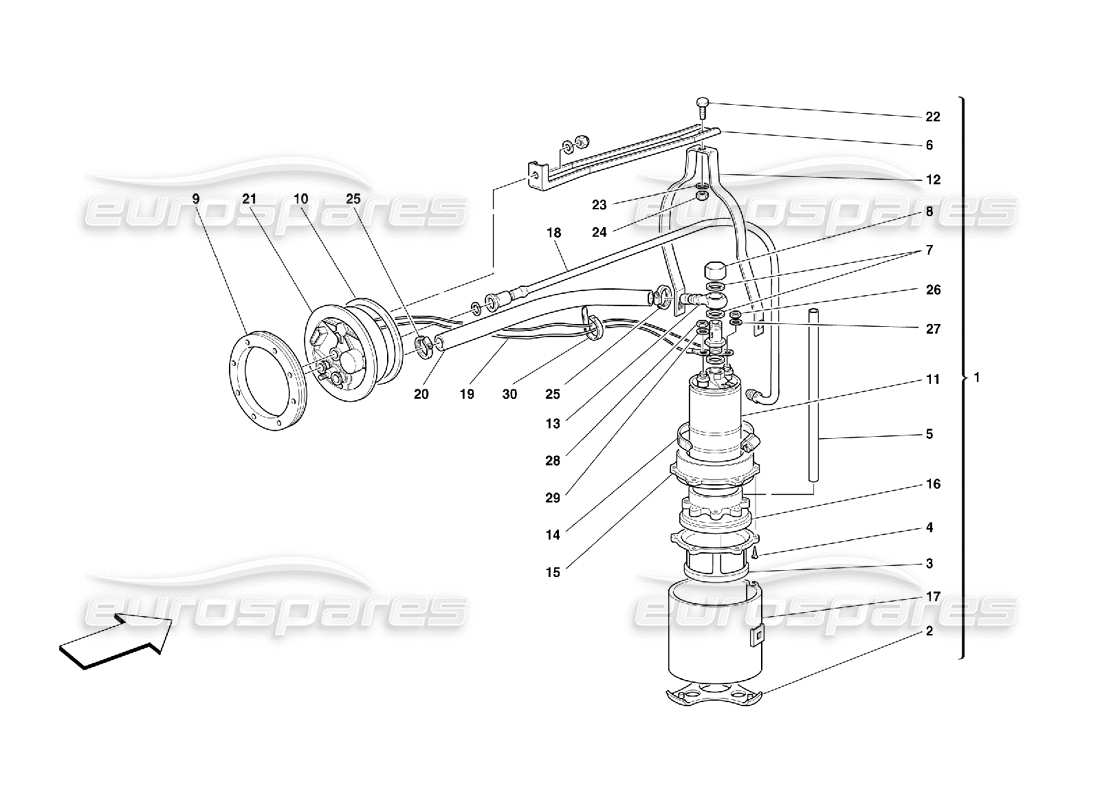 ferrari 456 gt/gta schema delle parti della pompa del carburante