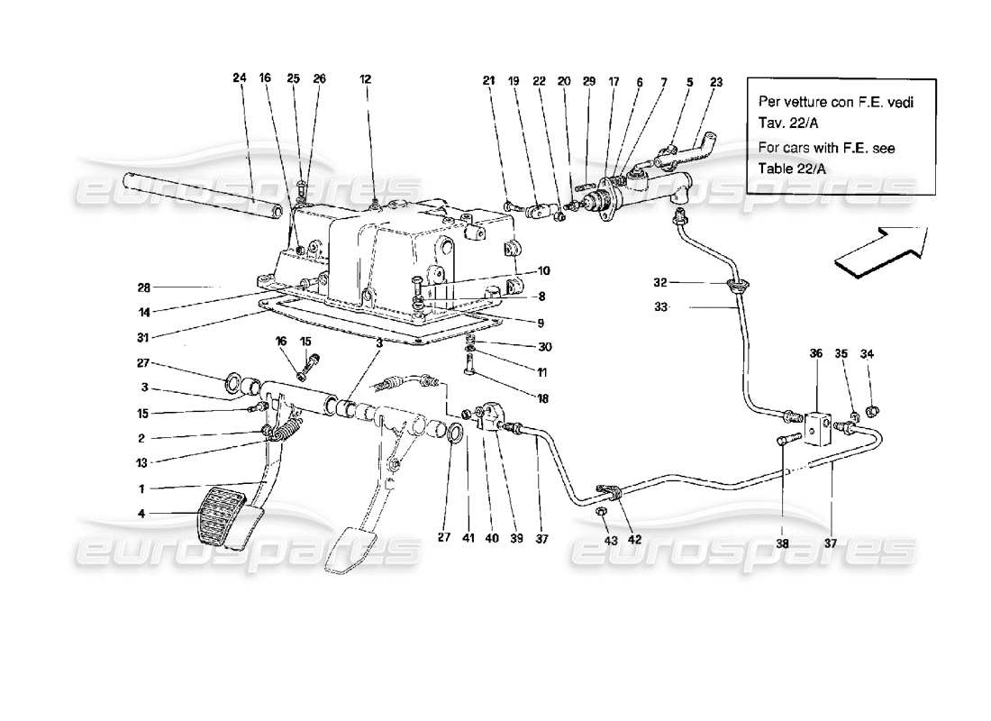 ferrari mondial 3.4 t coupe/cabrio controllo rilascio frizione - valido per diagramma delle parti gd