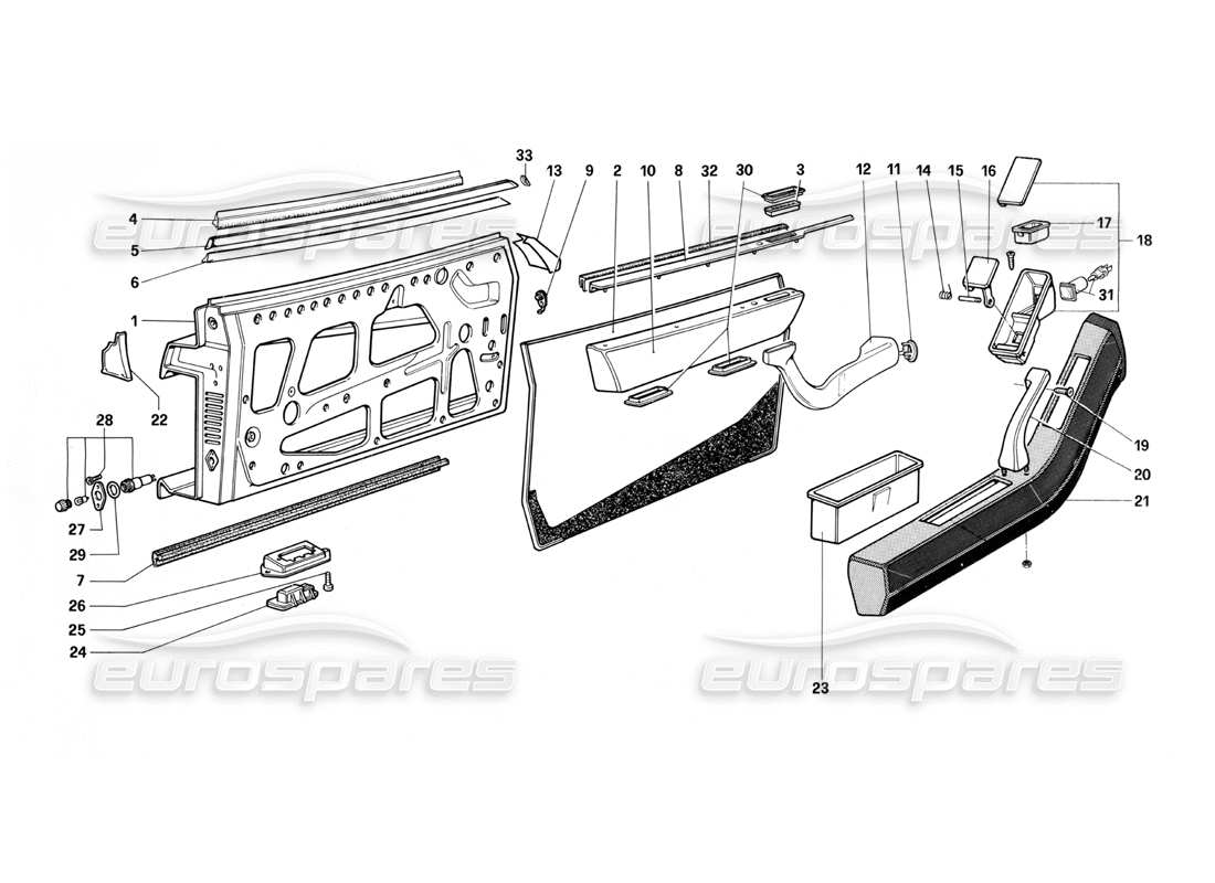 ferrari testarossa (1990) porta diagramma delle parti