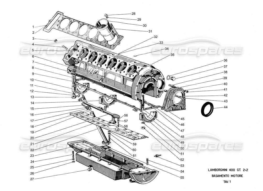 lamborghini 400 gt basamento diagramma delle parti
