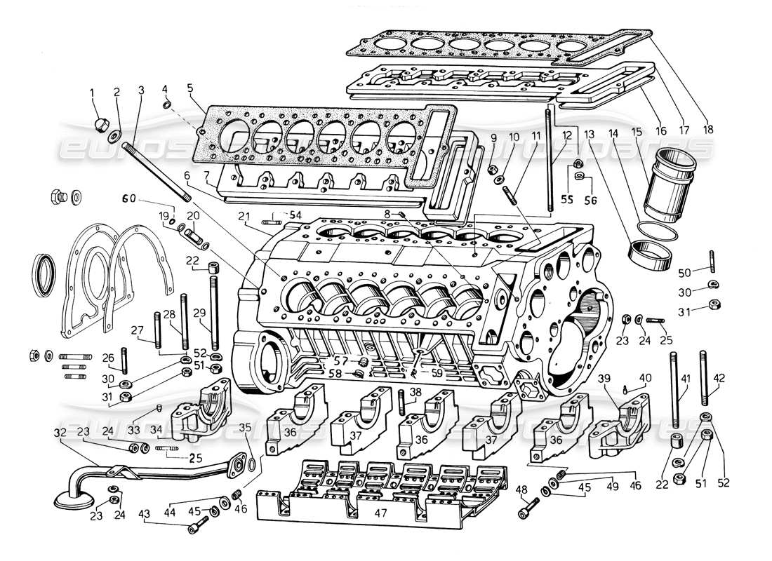 lamborghini countach 5000 qvi (1989) schema delle parti del basamento