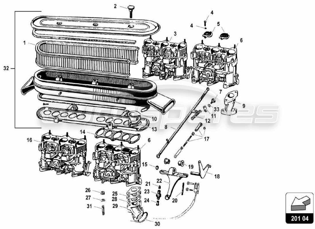 lamborghini miura p400 sistema di alimentazione carburante diagramma delle parti