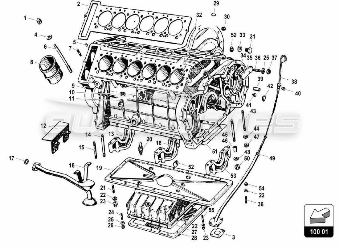 lamborghini miura p400 schema delle parti del blocco motore
