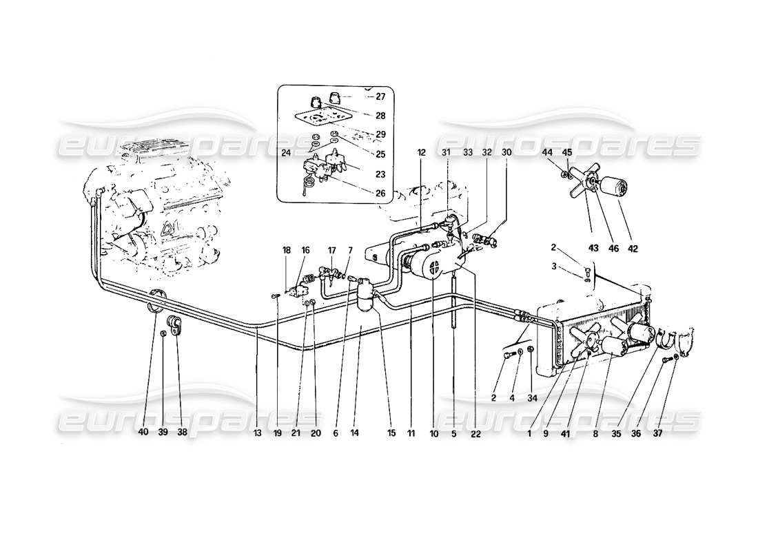 ferrari 308 quattrovalvole (1985) sistema di aria condizionata diagramma delle parti