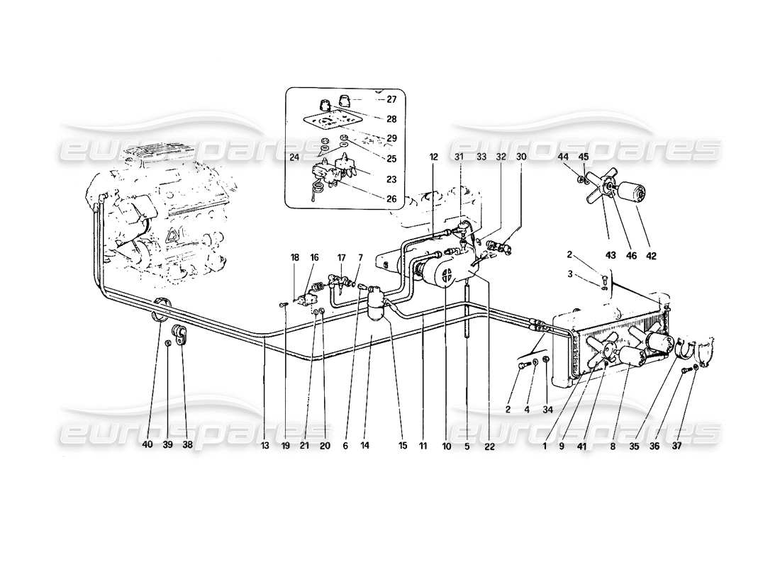 ferrari 308 quattrovalvole (1985) diagramma delle parti del sistema di climatizzazione