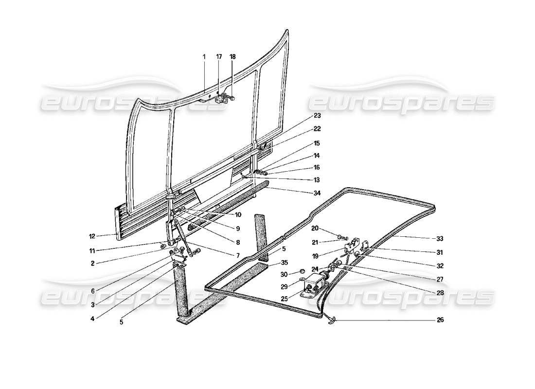 ferrari mondial 3.2 qv (1987) coperchio dello scomparto anteriore diagramma delle parti