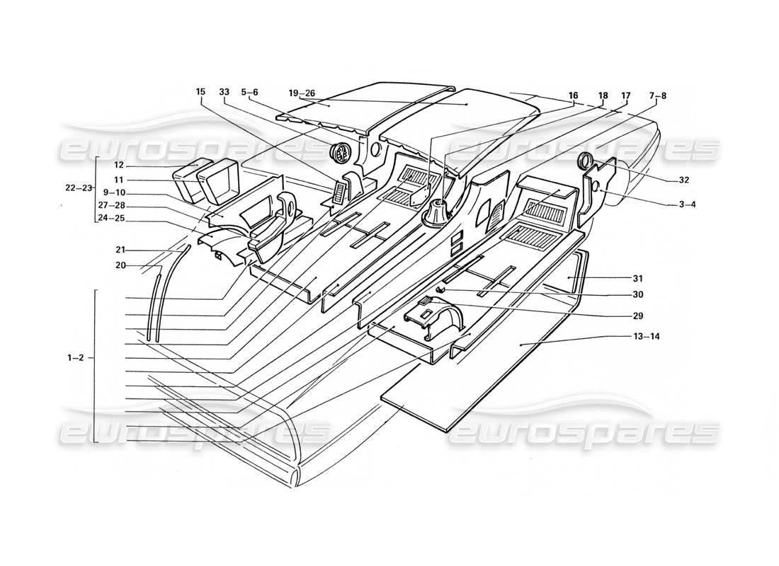 ferrari 412 (coachwork) moquette e finiture interne diagramma delle parti