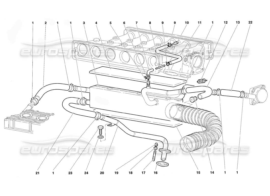 lamborghini diablo vt (1994) diagramma delle parti del sistema di respirazione dell'olio motore