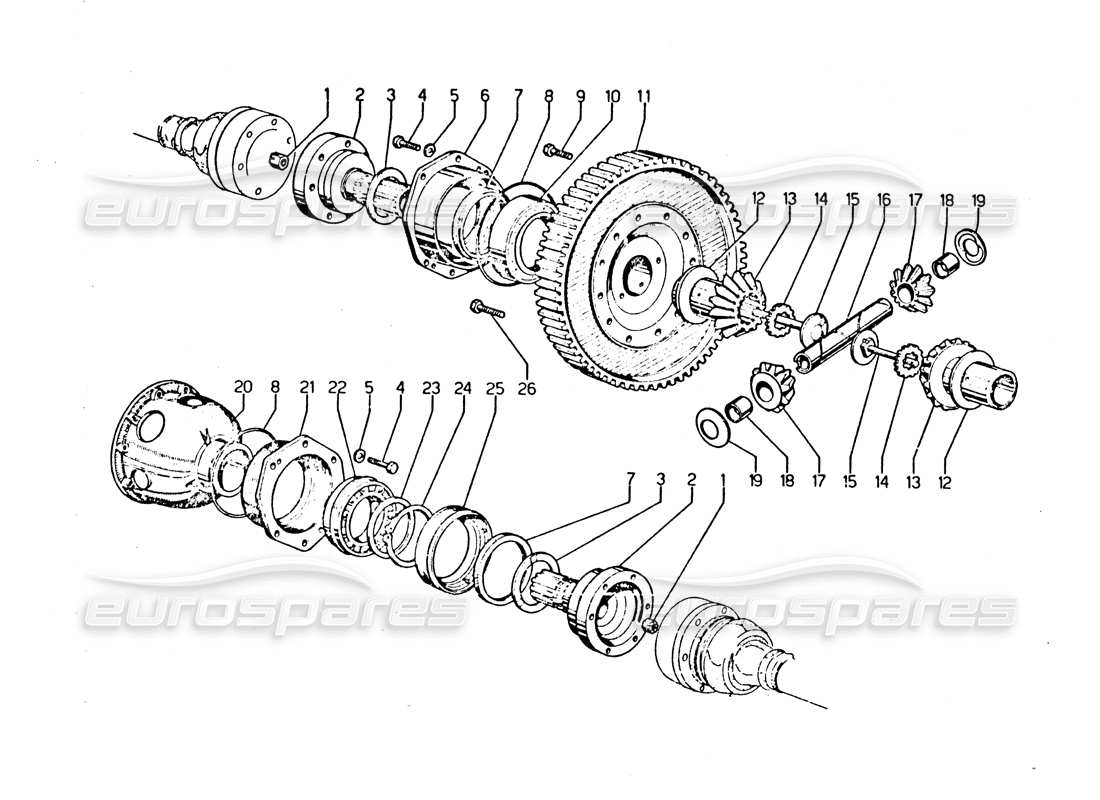 lamborghini urraco p250 / p250s diagramma della parte differenziale