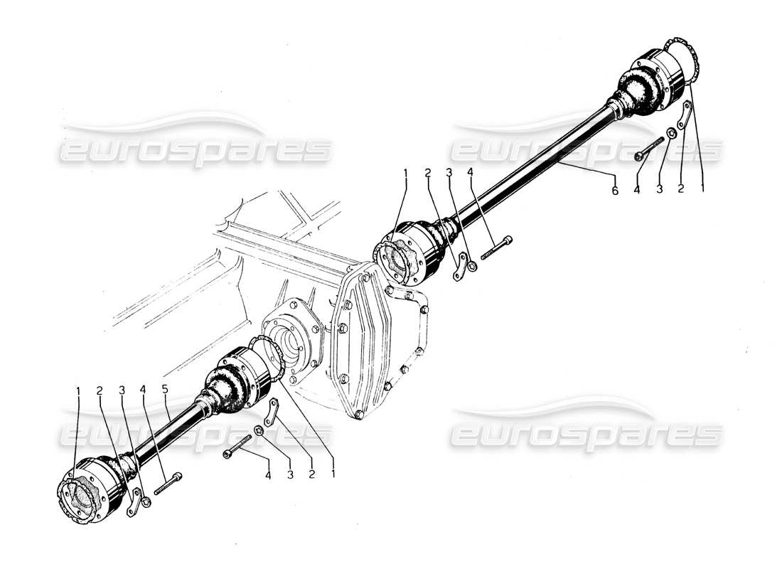 lamborghini urraco p250 / p250s alberi di trasmissione diagramma delle parti