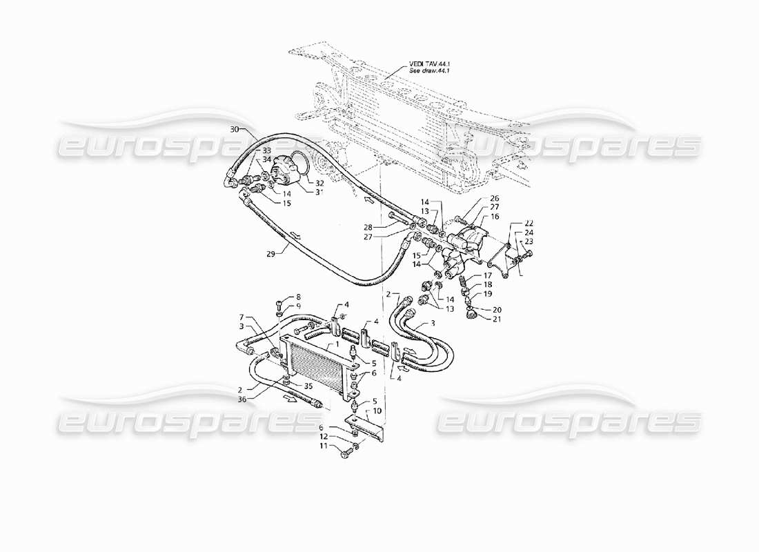 maserati qtp v8 (1998) raffreddamento dell'olio motore diagramma delle parti