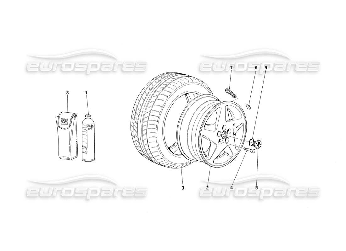 ferrari 348 (1993) tb / ts ruote diagramma delle parti