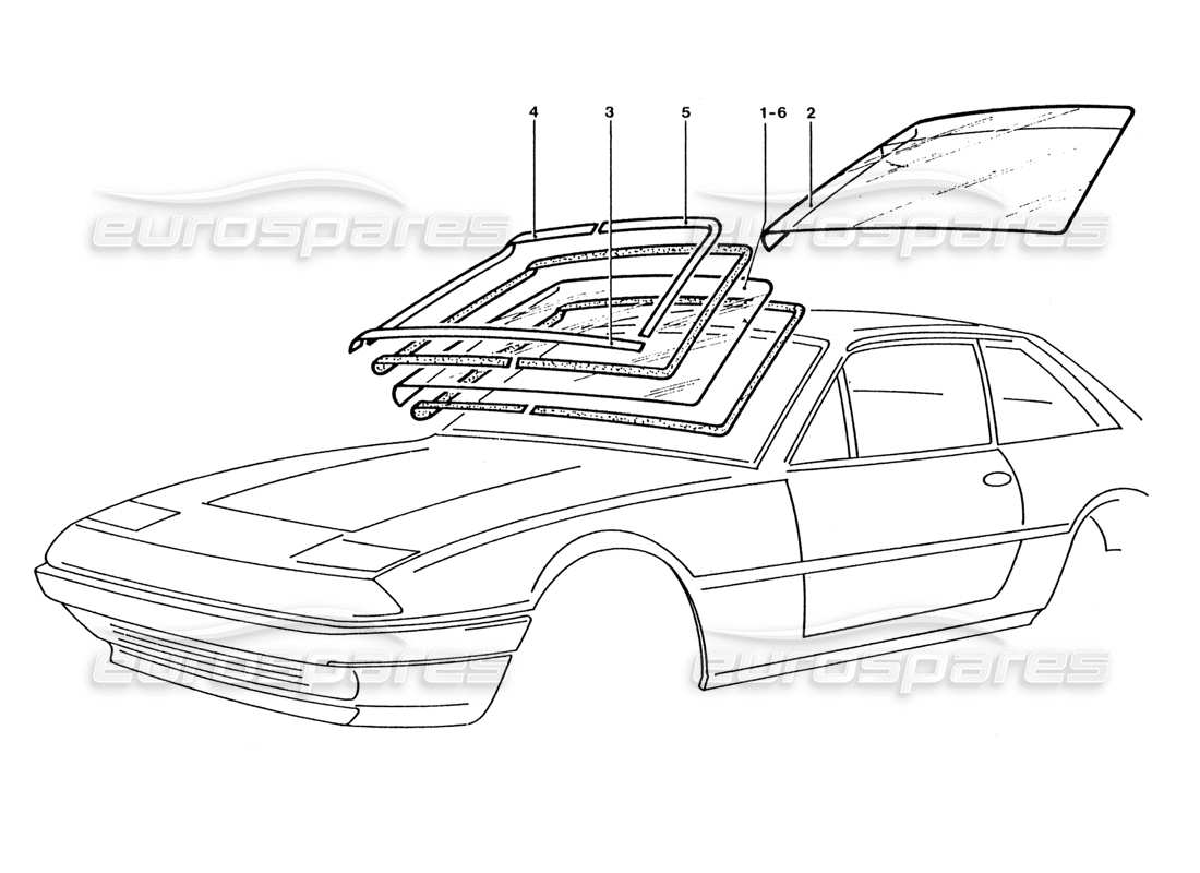 ferrari 400 gt / 400i (coachwork) diagramma delle parti dello schermo anteriore