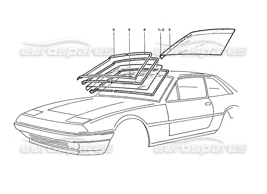 ferrari 412 (coachwork) schema delle parti dello schermo anteriore e delle finiture