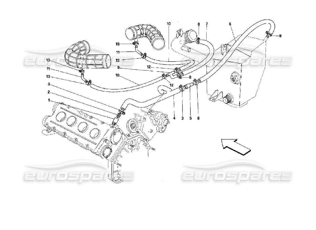 ferrari mondial 3.4 t coupe/cabrio colpo: diagramma delle parti del sistema