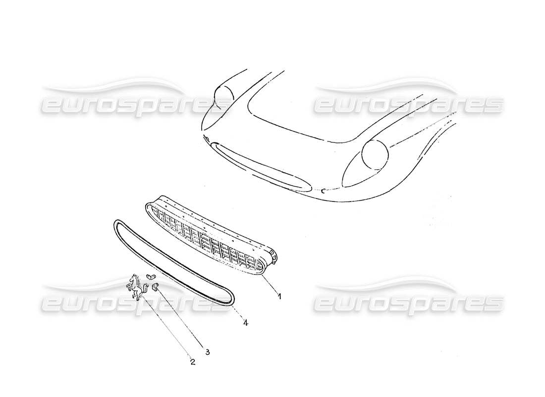 ferrari 365 gt 2+2 (coachwork) diagramma delle parti della griglia anteriore