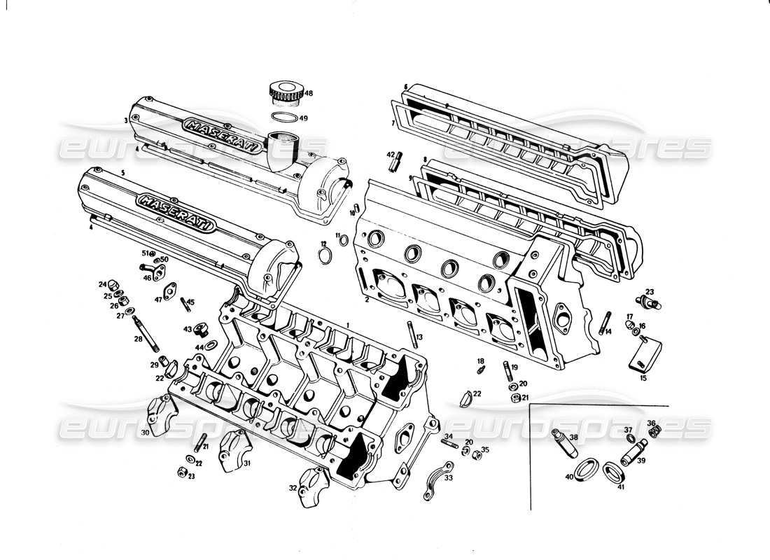 maserati bora diagramma delle parti delle teste dei cilindri