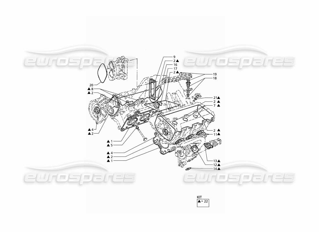 maserati qtp v6 (1996) diagramma delle parti di guarnizioni e tenute per la revisione delle teste