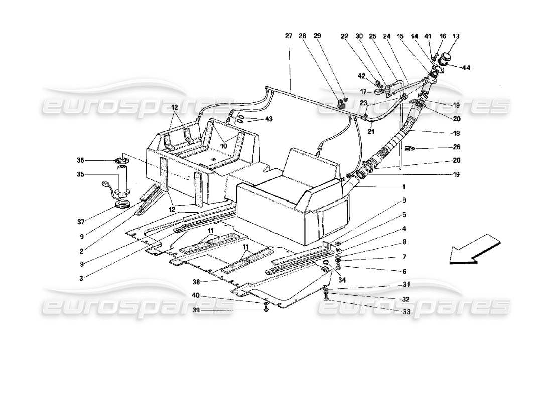 ferrari mondial 3.4 t coupe/cabrio dispositivo di sfiato del serbatoio e del carburante - cabriolet - non per auto con catalizzatori diagramma delle parti