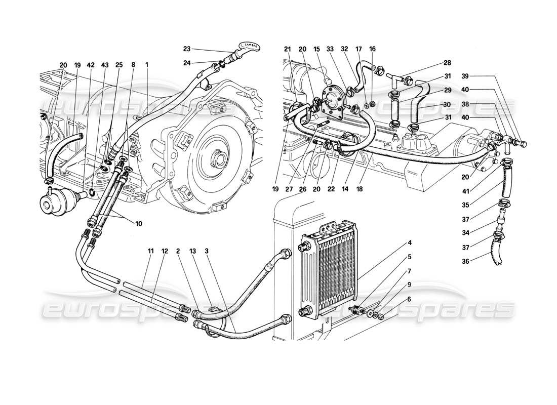 ferrari 400i (1983 mechanical) diagramma delle parti della valvola di amplificazione del vuoto e del circuito dell'olio (400 automatico).